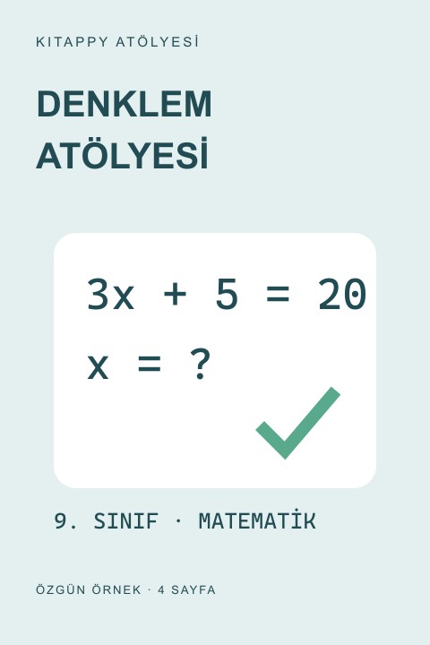 Denklem Atölyesi · 9. Sınıf kitap kapağı